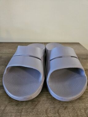 Oofos Men's OOahh Comfort Slide Sandals Slate Synthetic M12-W14